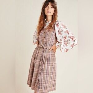 Gal Meets Glam NWOT Madison Plaid Overall Dress Size 6P